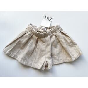 NWT Zara Toddler Girl's Pull-on Pleated Shorts in Khaki Color Size 18-24 Months